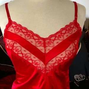 Vintage red lace camisole
